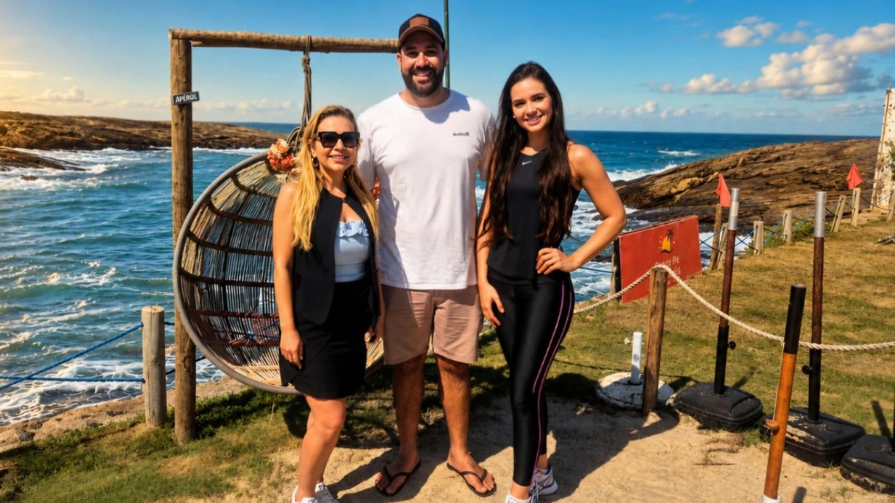 Carol Camurugy e os proprietários do Casa Pé na Areia
