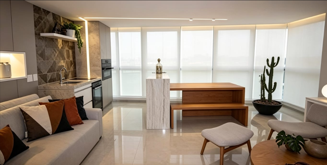 Conjunto de Mesa de Jantar Moderna e Banco – Linha Elegância